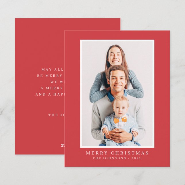 Cartão De Festividades Foto personalizada de Natal simples moderna (Frente/Verso)