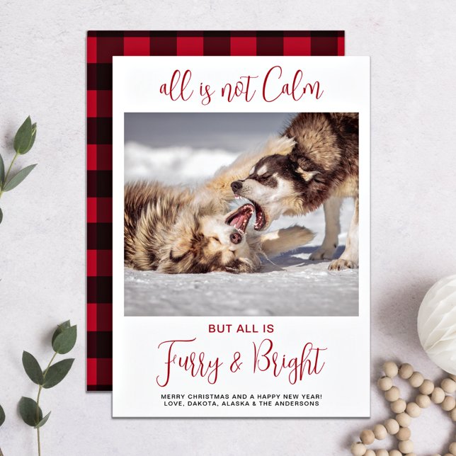 Cartão De Festividades Foto personalizada de Xadrez de Pet Furry e Bright (Criador carregado)