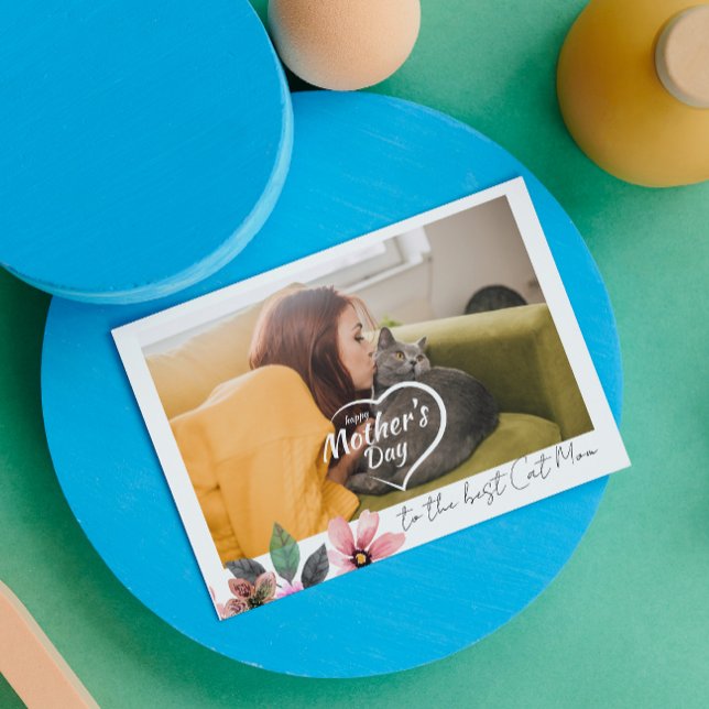 Cartão De Festividades Foto Personalizada Dia das Mães Feliz gato mãe que (Criador carregado)