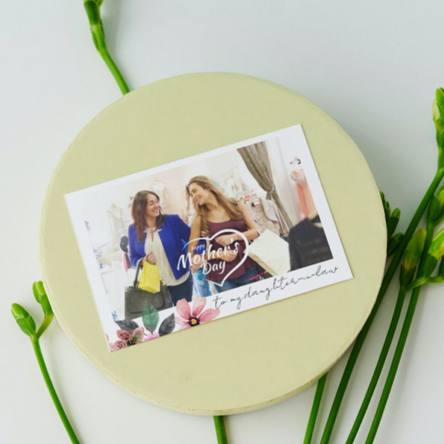 Cartão De Festividades Foto Personalizada Dia das Mães Floral Nora (Criador carregado)