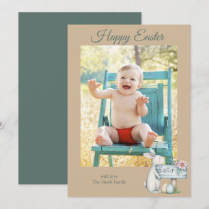 Cartão De Festividades Foto personalizada do bebê felz pascoa