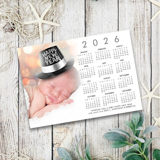 Cartão De Festividades Foto Personalizada do Calendário do Feliz ano novo (Criador carregado)