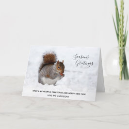 Cartão De Festividades Foto personalizada do cinza Squirrel Winter Snow X