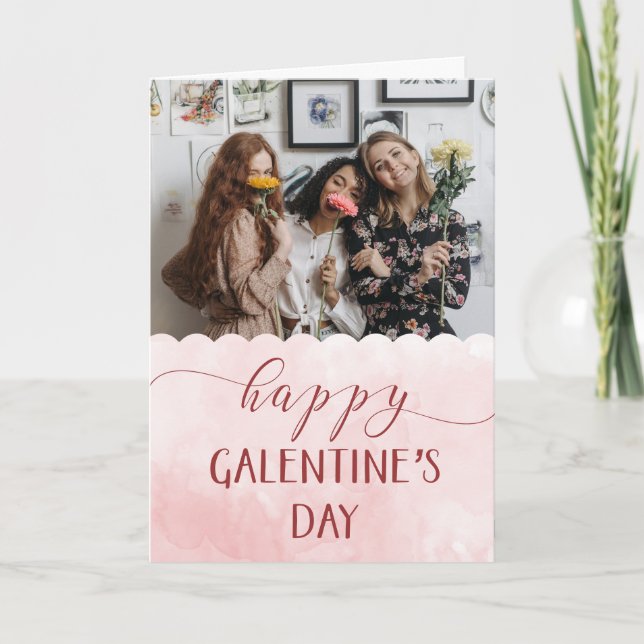 Cartão De Festividades Foto personalizada do dia feliz de Galentine (Frente)