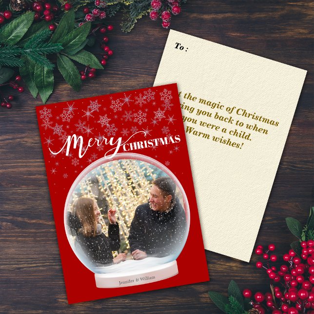 Cartão De Festividades Foto personalizada do Globo de Neve de inverno de  (Criador carregado)