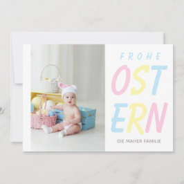 Cartão De Festividades Foto Personalizada do Modern Frohe Ostern Pastel