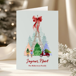 Cartão De Festividades Foto personalizada do Natal da Torre Eiffel de Par