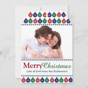 Cartão De Festividades Foto personalizada do padrão Bauble