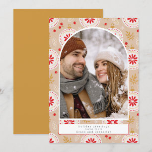 Cartão De Festividades Foto personalizada do padrão de Natal de Férias