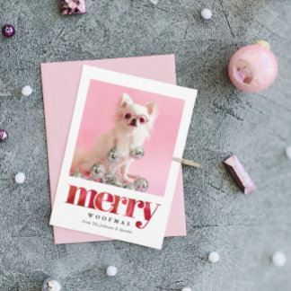 Cartão De Festividades Foto Personalizada do Pet | Feliz Woofmas