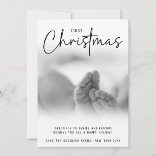 Cartão De Festividades Foto personalizada do primeiro Natal do gradiente