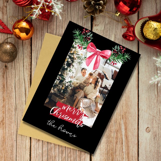 Cartão De Festividades Foto personalizada e bonita do natal garland (Criador carregado)