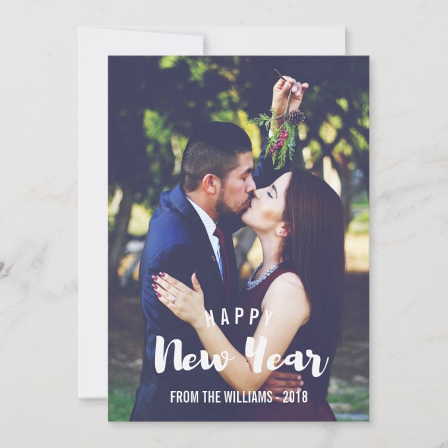 Cartão De Festividades Foto personalizada esboçada do feliz ano novo (Frente)