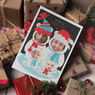 Cartão De Festividades Foto Personalizada Família de Ursos Polares de Na