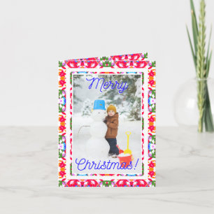 Cartão De Festividades Foto personalizada Feliz Feliz Natal Verde Feliz