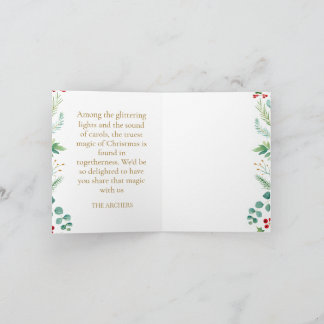 Cartão De Festividades Foto Personalizada Feliz Natal Aquarela Botânica