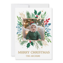 Foto Personalizada Feliz Natal Aquarela Botânica