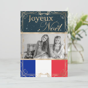 Cartão De Festividades Foto Personalizada Feliz Natal Bandeira Francesa N