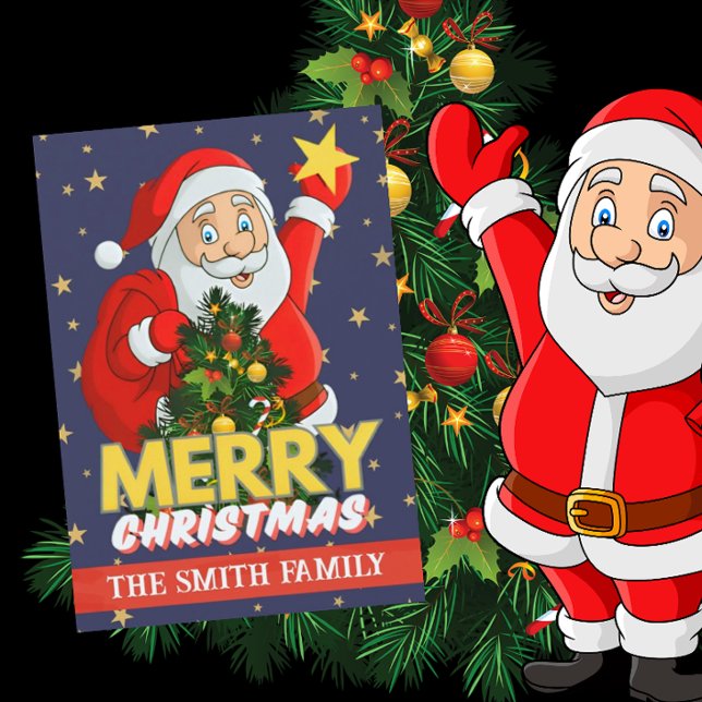 Cartão De Festividades Foto personalizada Feliz Natal Papai Noel (Criador carregado)