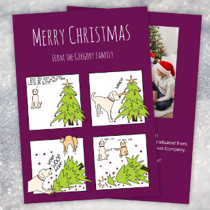 Cartão De Festividades Foto Personalizada Gato Cachorro Cartoon Roxo Dive