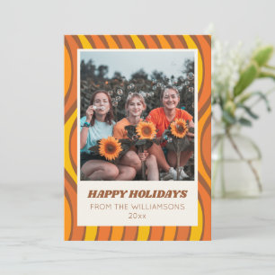Cartão De Festividades Foto Personalizada Groovy Anos 60 70s Outono Laran