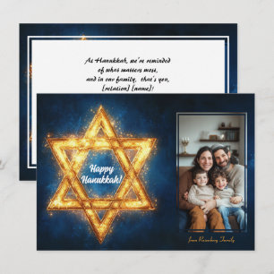 Cartão De Festividades Foto personalizada Happy Hanukkah ✡️, Estrela de D