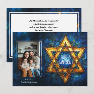 Cartão De Festividades Foto personalizada Happy Hanukkah ✡️, Estrela de D