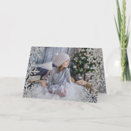 Cartão De Festividades Foto Personalizada Icy Snowflakes