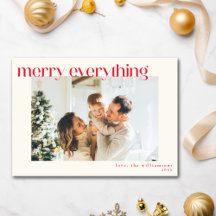 Foto Personalizada Moderno Vermelho Feliz Tudo Nat