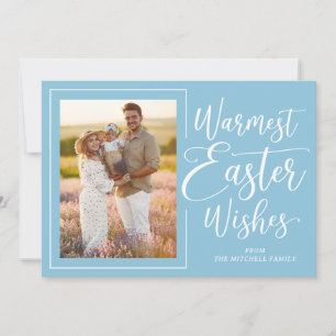 Cartão De Festividades Foto Personalizada Ovo de Robin Azul Feliz Páscoa