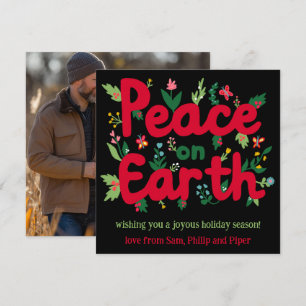 CARTÃO DE FESTIVIDADES FOTO PERSONALIZADA PEACE ON EARTH