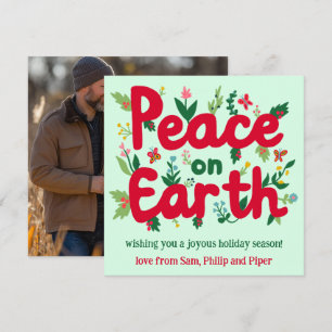 CARTÃO DE FESTIVIDADES FOTO PERSONALIZADA PEACE ON EARTH