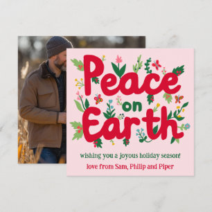 CARTÃO DE FESTIVIDADES FOTO PERSONALIZADA PEACE ON EARTH