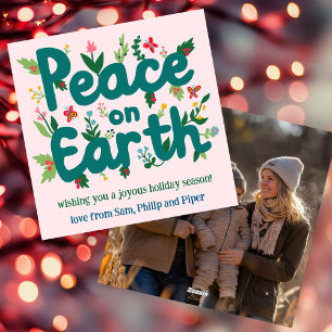 CARTÃO DE FESTIVIDADES FOTO PERSONALIZADA PEACE ON EARTH