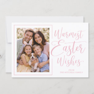 Cartão De Festividades Foto Personalizada Rosa Suave Sobre Branco Feliz P