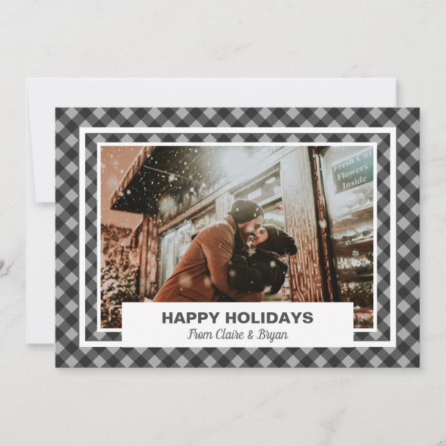 Cartão De Festividades Foto personalizada rustica de feriados felizes (Frente)