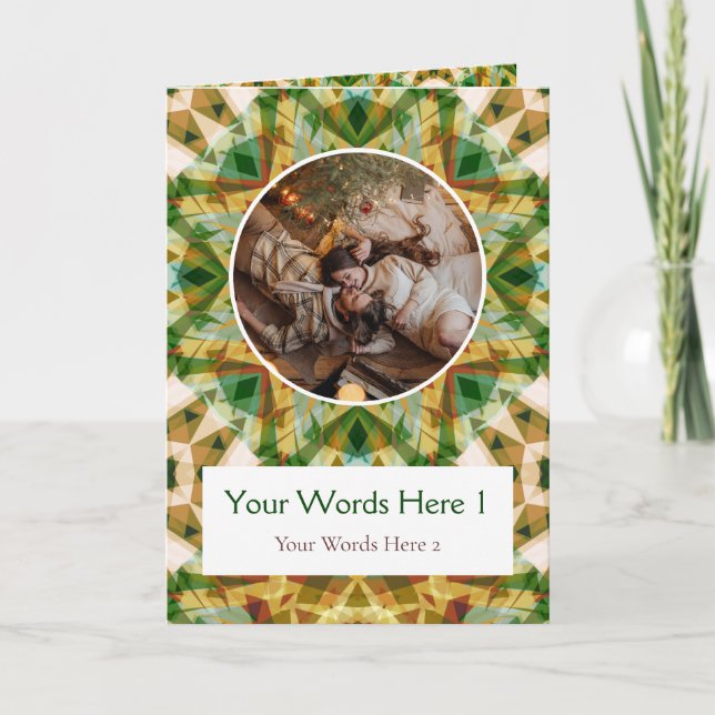 Cartão De Festividades Foto personalizada saudando Estrela de Natal Verde (Frente)