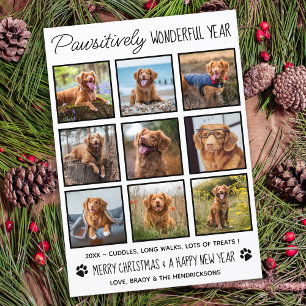 Cartão De Festividades Foto Pet De Colagem Branca No Melhor Ano Pawsitiva