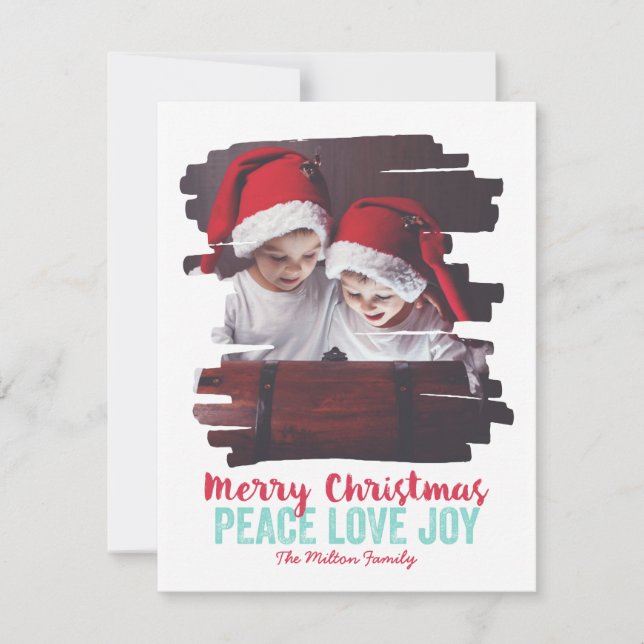 Cartão De Festividades Foto Pintada Foto Frame Peace Love Joy (Frente)