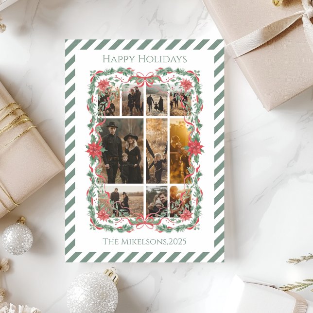 Cartão De Festividades Foto Poinsettia Botânica Listra Natal (Criador carregado)