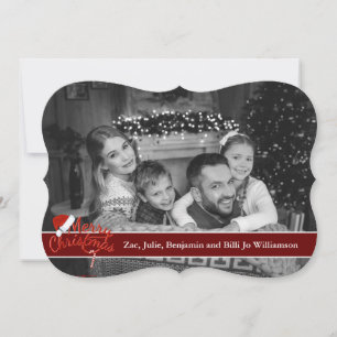 Cartão De Festividades Foto Preta e Branca Automática com Rico Santa Hat