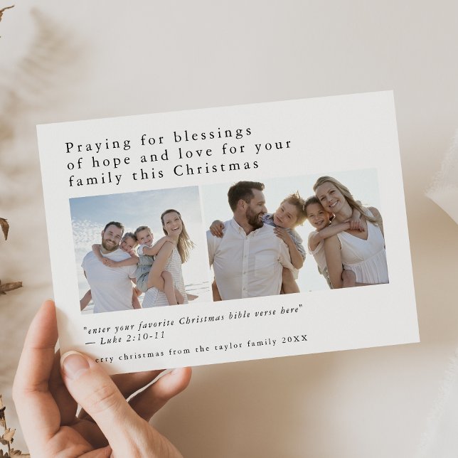 Cartão De Festividades Foto preta EMELIA Citações de Bíblia únicas no Nat (EMELIA Black Photo Unique Bible Quotes Christmas Holiday Card)