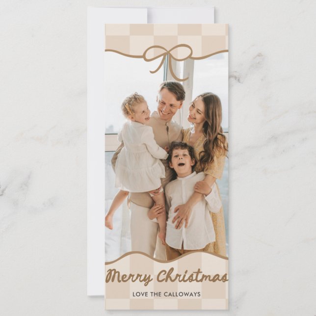 Cartão De Festividades Foto quadriculada neutra de arco desenhado à mão (Frente)