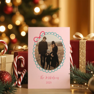 Cartão De Festividades Foto Quadro de Natal com Recorte Pastel