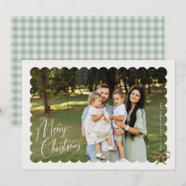 Cartão De Festividades Foto Recortada com Laço Feliz Natal