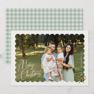 Cartão De Festividades Foto Recortada com Laço Feliz Natal