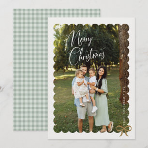 Cartão De Festividades Foto Recortada com Laço Feliz Natal