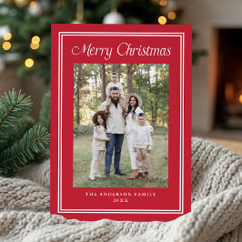 Cartão De Festividades Foto Red 2 Clássica de Borda Dupla