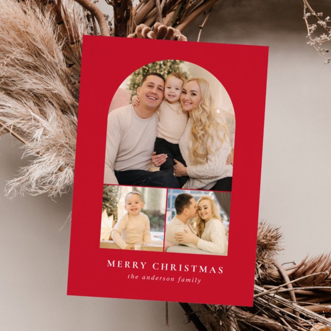 Cartão De Festividades Foto Red Minimalist Arch 3 (Criador carregado)