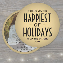 Cartão De Festividades Foto redonda de tipografia Deco de Férias